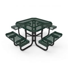 Expanded Metal Portable Frame Octagon Table with Rolled Edge Seats - 4 Seats