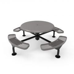 Expanded Metal Deluxe Frame Round Table with Smooth Top - 4 Seats - Surface Mount