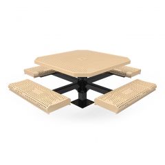 Expanded Metal Single Post Octagon Table with Rolled Edge Seats