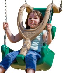 Large Child in Adaptive Swing Seat Green with Tan Harness