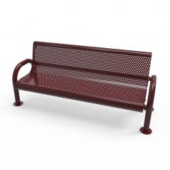 Honeycomb Steel Pipe Frame Bench With Back - Surface Mount