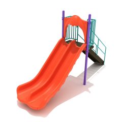 5-feet Double Free Standing Slide Double Free Standing Slide in Sun Burnt Orange with Purple and Teal Posts