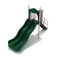 5-feet Double Wave Free Standing Slide in Rainforest Green with Tan and Brown Posts