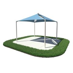 Quad Sail Shade Next to Pool