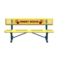 6 foot long Helping Hands Buddy Bench with Perforated Steel with Back