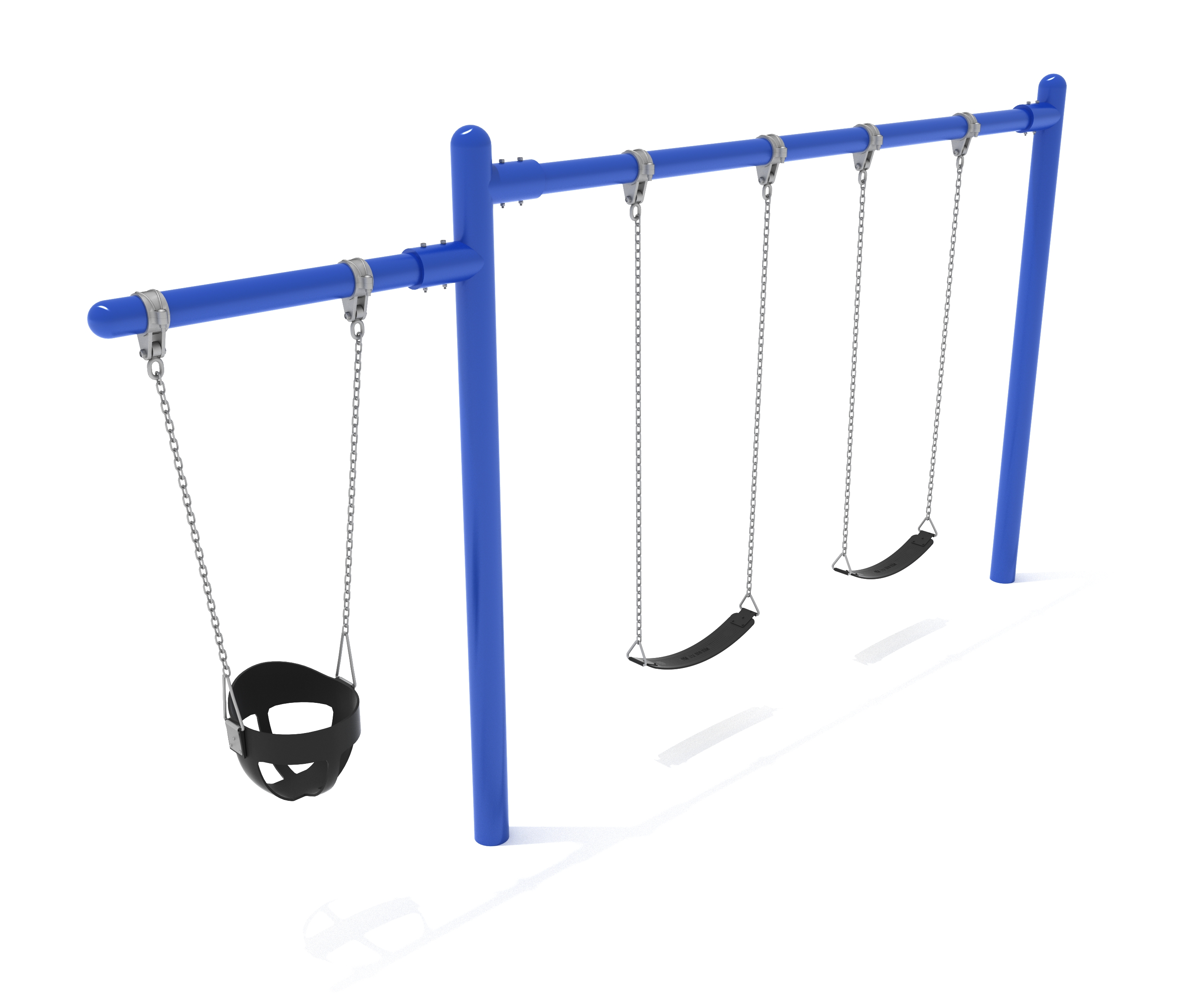 swing set with bucket and belt seats